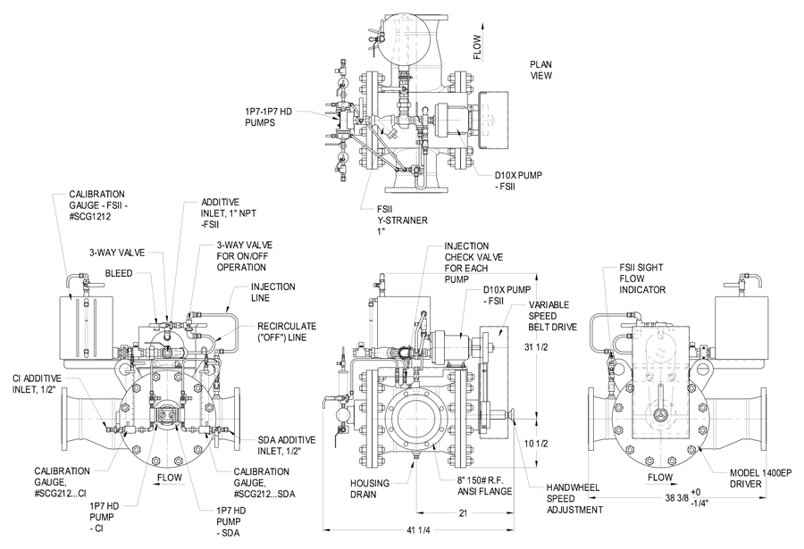 Technical drawing for model-1400